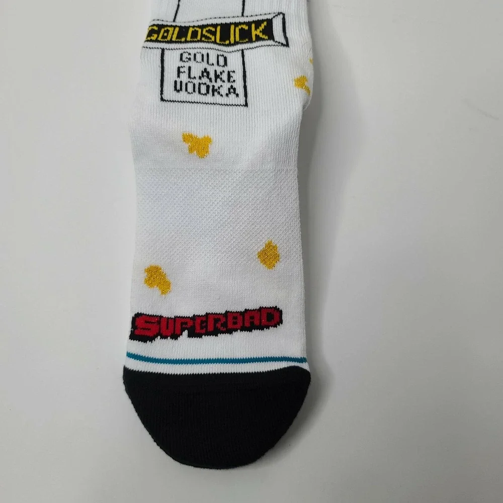 Stance Superbad Movie Goldslick White Gold Socks Medium A558C20GOL NWT
